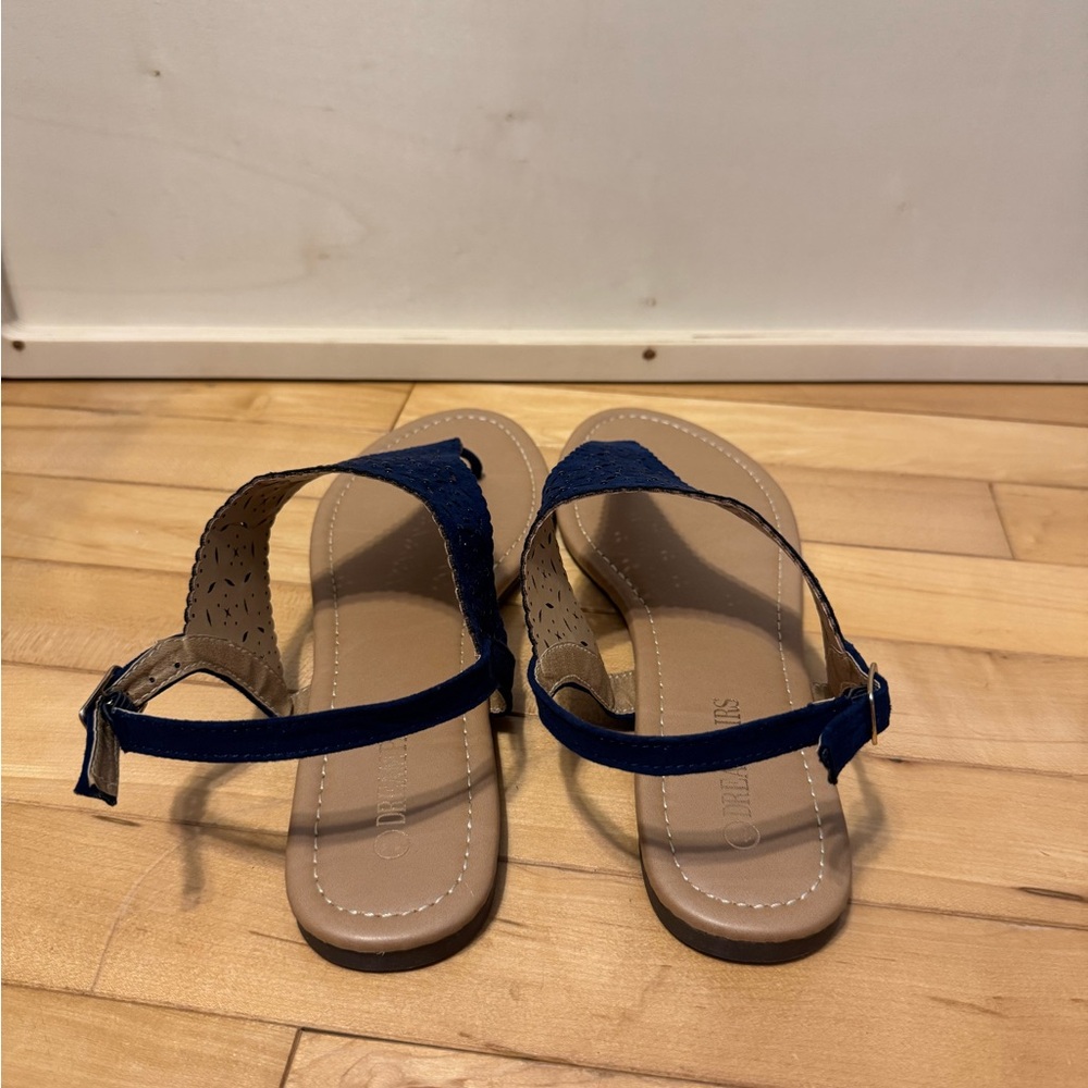 Dream Paris Women’s Blue Laser Cut Sandals – Size 11 - Picture 3 of 6